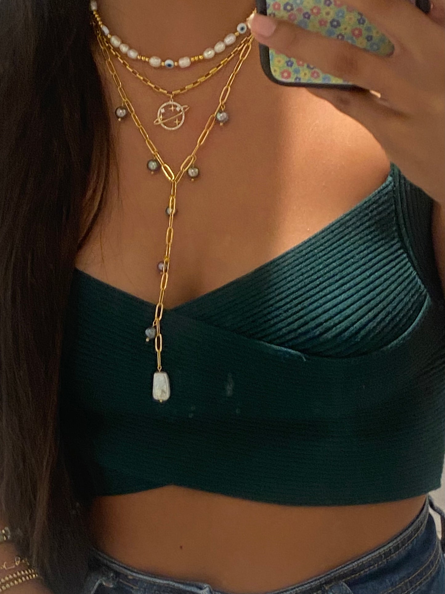 Evil Eye Pearls Necklace
