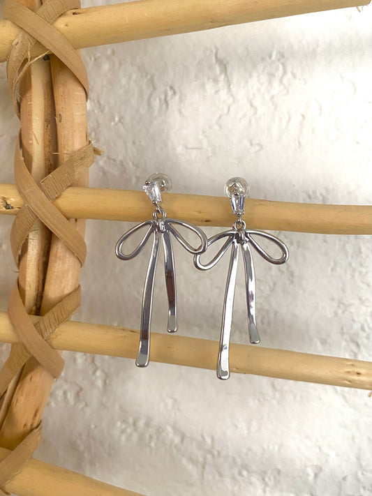Silver Bow Earrings