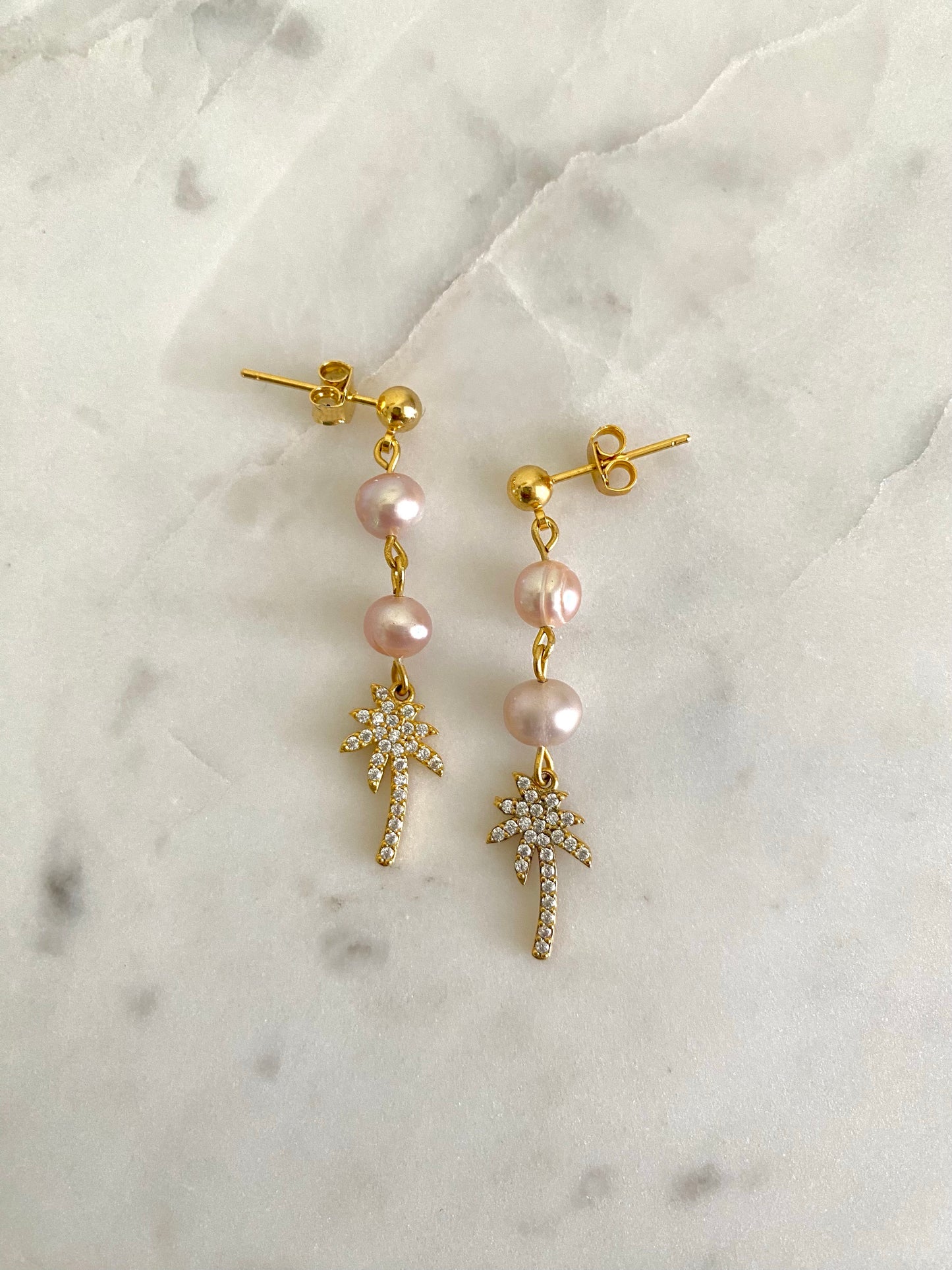 Pink Palm Earrings