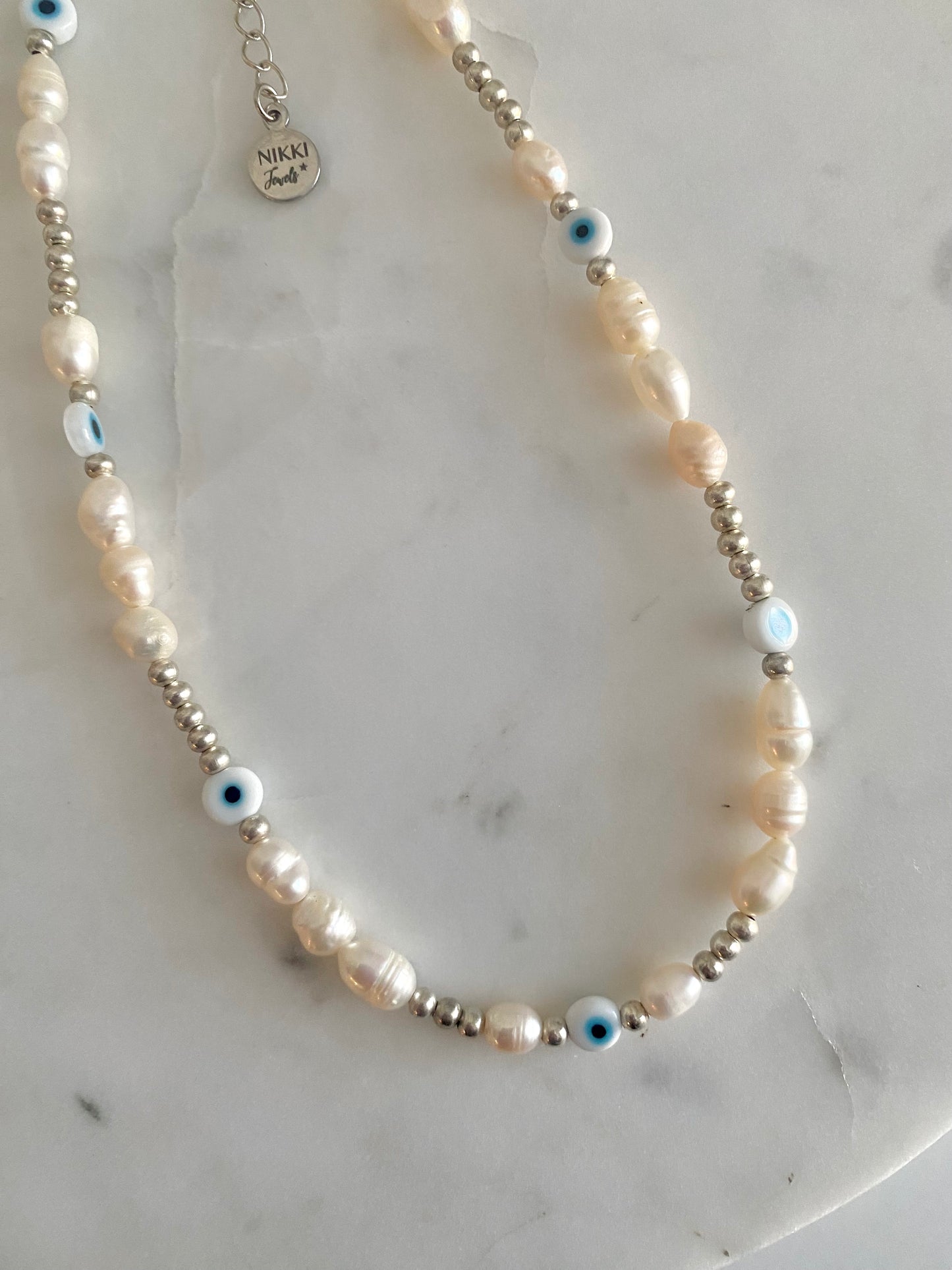 Evil Eye Pearls Necklace