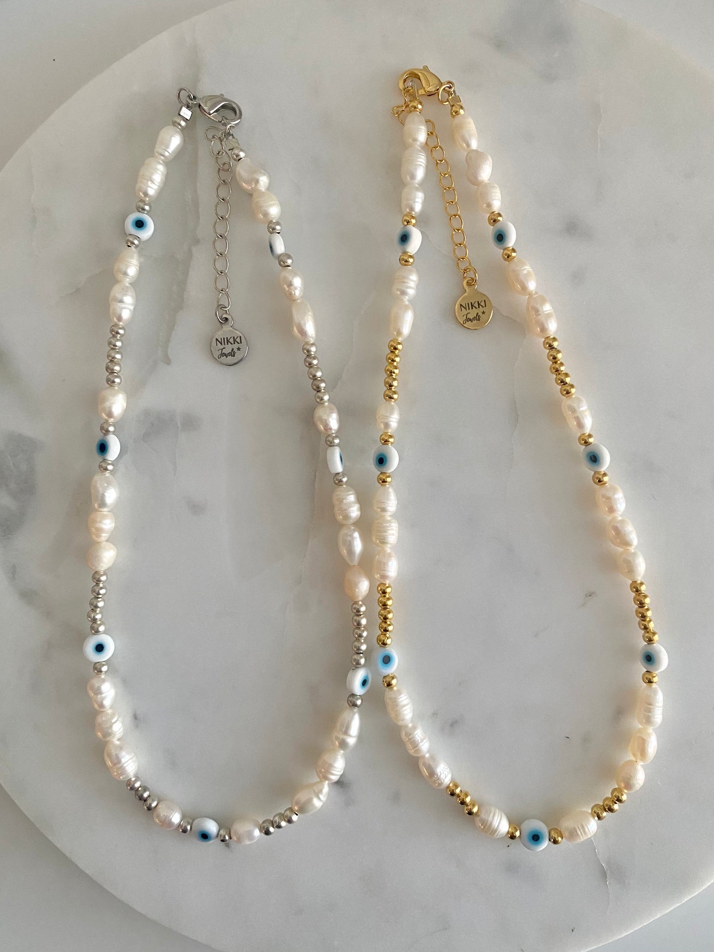 Evil Eye Pearls Necklace