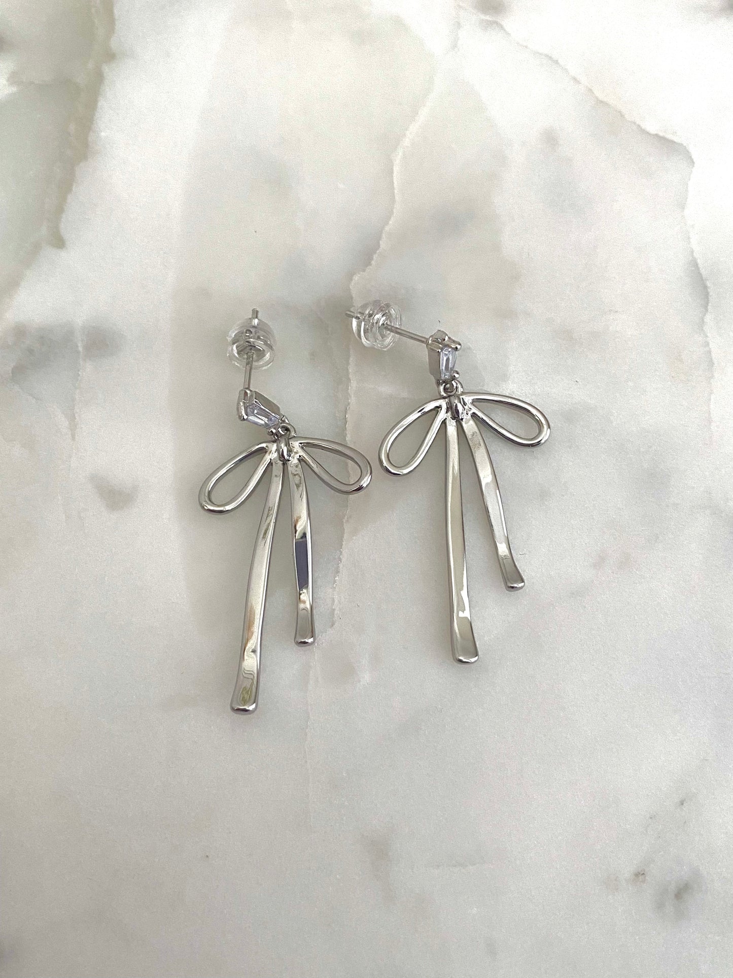 Silver Bow Earrings