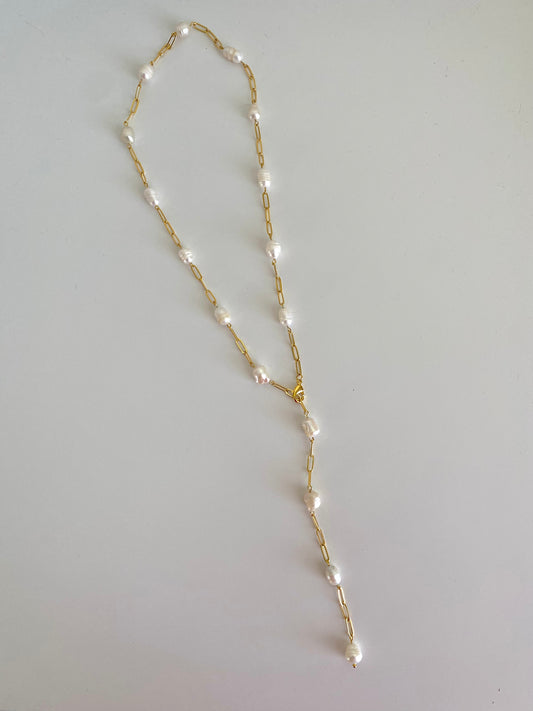 Pearl Link Lariat Necklace