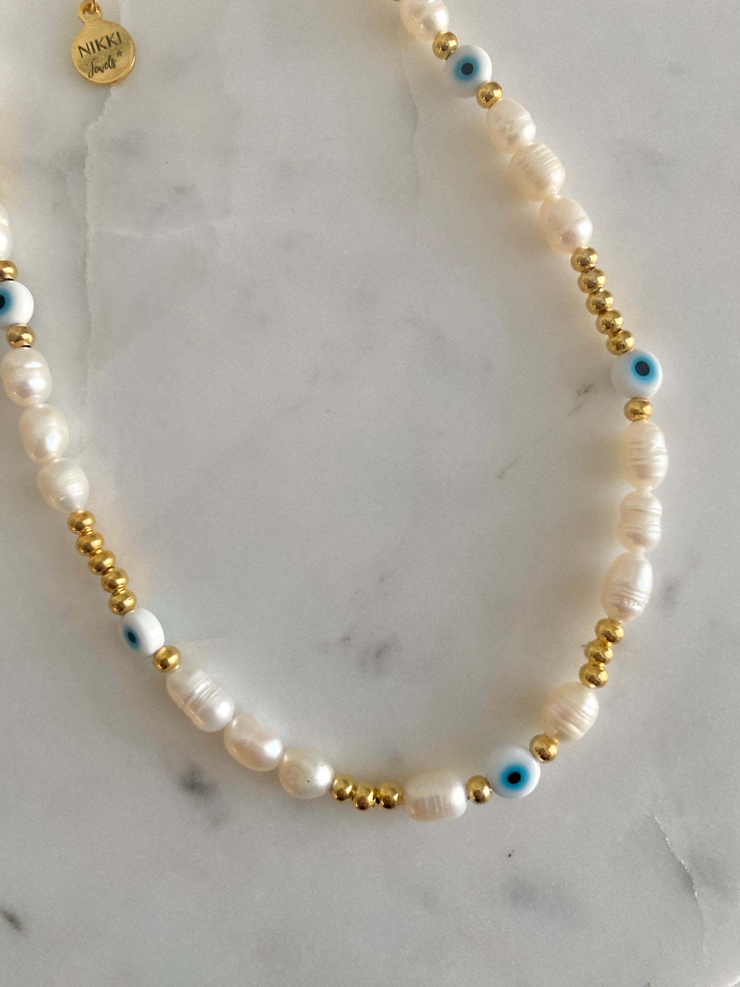 Evil Eye Pearls Necklace