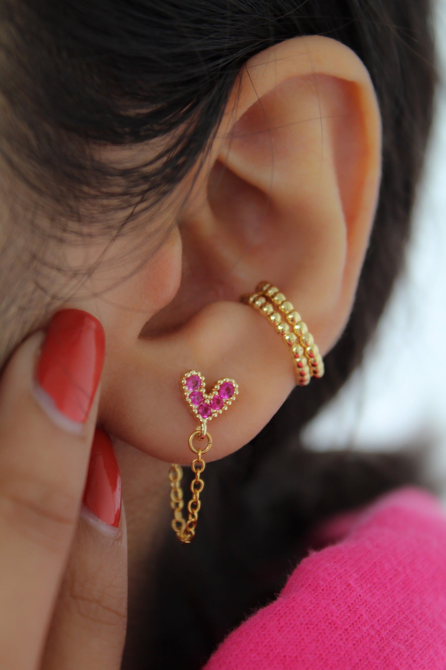 Heart Set | Heart Drop Earrings | Dainty Heart Necklace