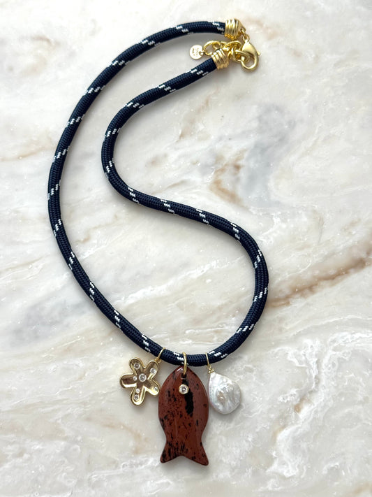 Navy Blue Paracord Necklace
