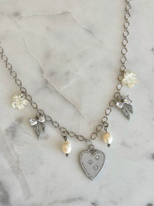 Silver Girly Charm Necklace