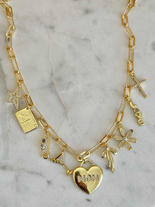 Love You Mom Charm Necklace