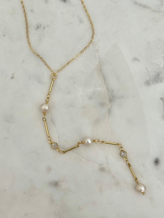 Pearl Prism Lariat Necklace