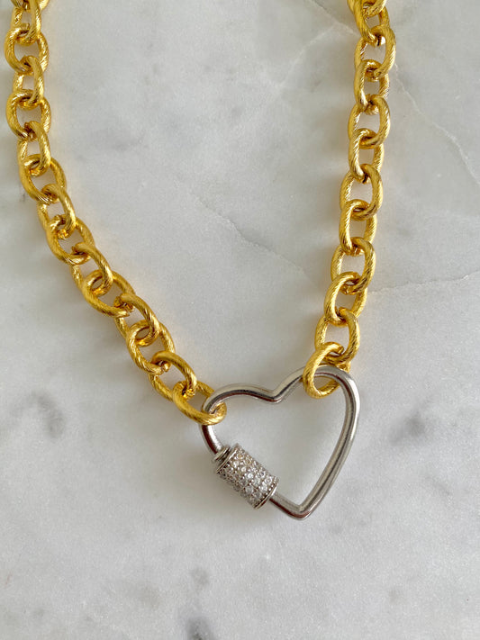 Mixed Metal Heart Necklace